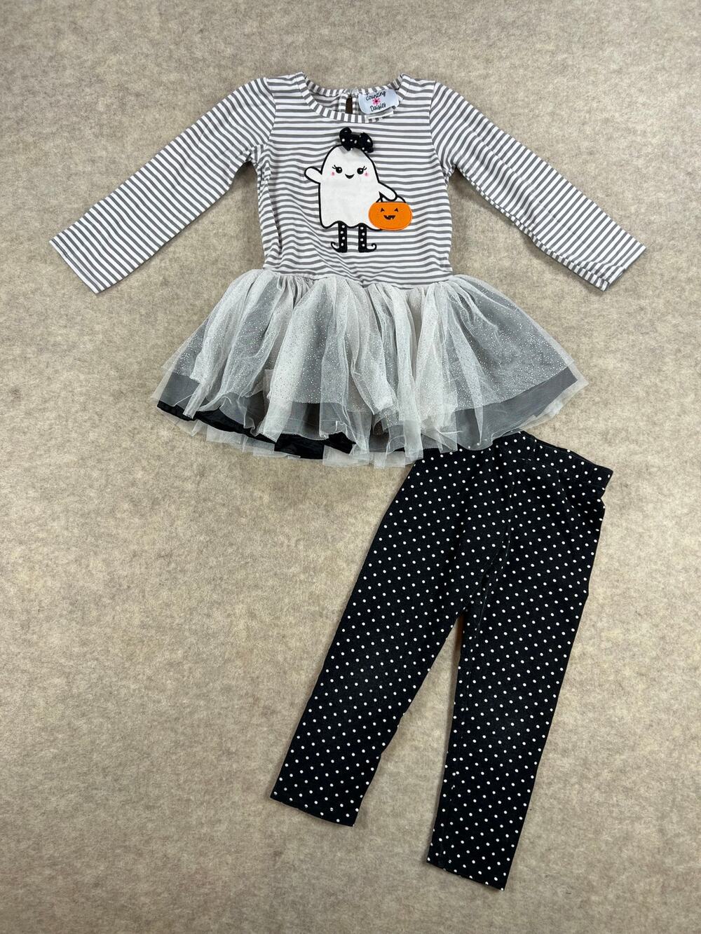 Counting Daisies Halloween Ghost Tunic Top and Leggings Set Size 4T